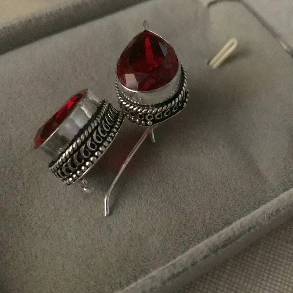 Classy red quartz artisan handcrafted earrings